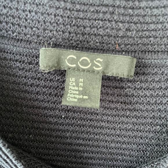 COS Navy Blue Ribbed Sweater Mock Neck - Picture 2 of 5